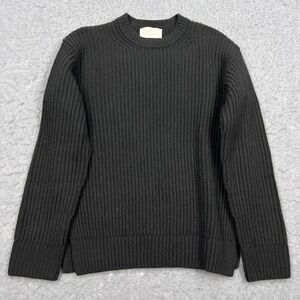 Everlane Sweater Womens XXS Black 100% Wool Ribbed Knit Crew Raglan Pullover Top